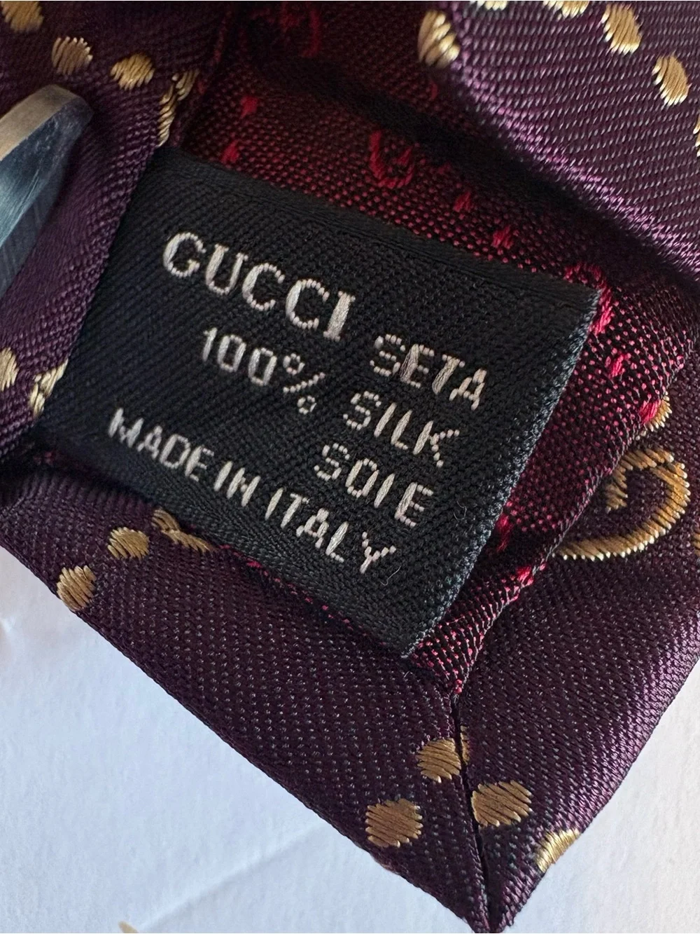 Gucci Burgundy GG Pattern Silk Tie